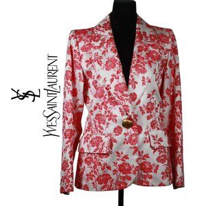 Yves Saint Laurent Blazer with Red Roses Size 40 US 8/10